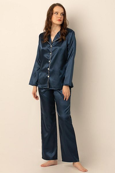 Doremi Long Sleeve Satin Pajama Set.