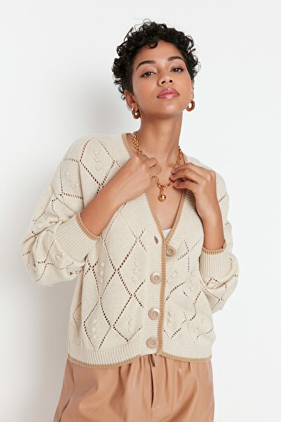Trendyol Collection Stone Openwork/Pierced Knitwear Cardigan TWOAW22HI0290