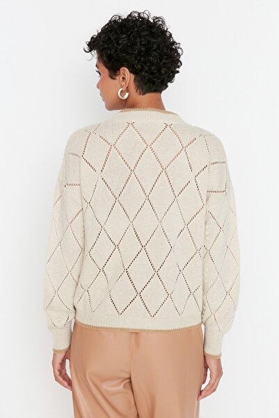 Trendyol Collection Stone Openwork/Pierced Knitwear Cardigan TWOAW22HI0290