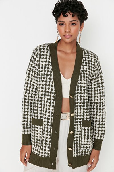 Trendyol Collection Khaki Wide Fit Knitwear Cardigan TWOAW22HI0179