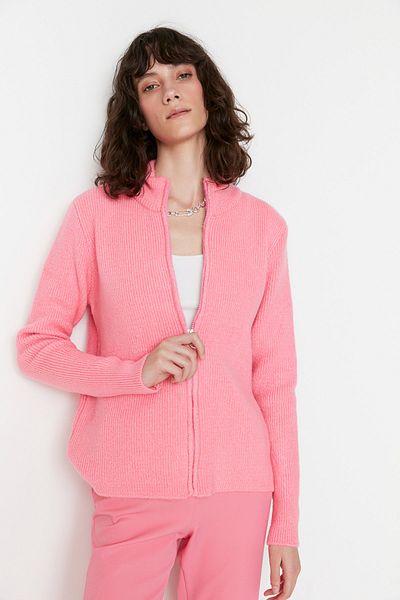 Trendyol Collection Pink Zipper Detailed Knitwear Cardigan TWOAW23HI00124