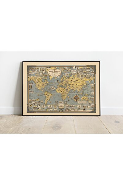 Pegziz Παγκόσμιος Χάρτης Θαύματα Καλλιτεχνική Διακόσμηση Τοίχων Αφίσα 60x90cm.