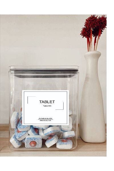 kalitebudur34 Decorative Mica Dishwasher Tablet Storage Container 2.20 Lt Vacuum