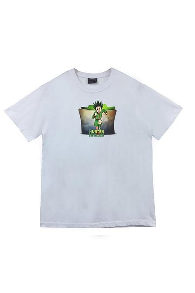 fame-stoned Tricou alb unisex 100% bumbac cu imprimeu Hunter Anime