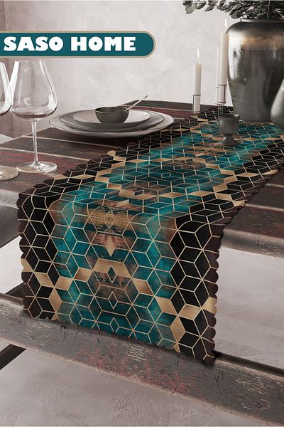 SasoHome Alergăr decorativ cu model geometric de marmură