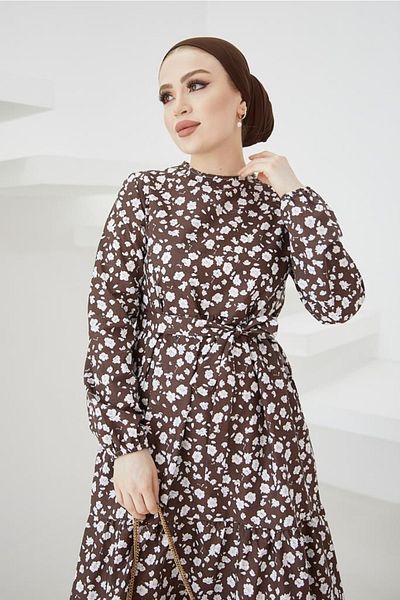 benguen 400 Kleid mit Gänseblümchenmuster Braun