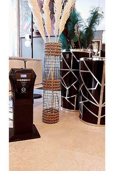Egindra 70 cm Metal Wire Mesh Braided Pampas Vase - Three Braid Special Design
