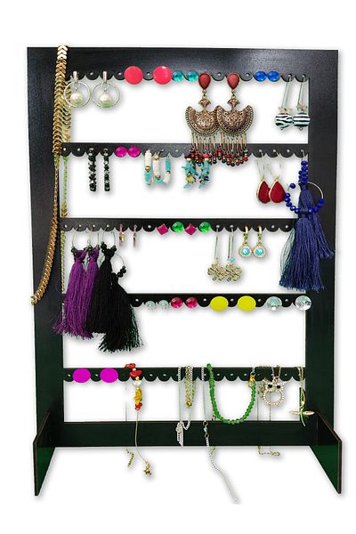 GEEG Wooden Jewelry Hanger - Decorative Gift Black Earring Jewelry Stand Accessory Stand 3 Mm MDF