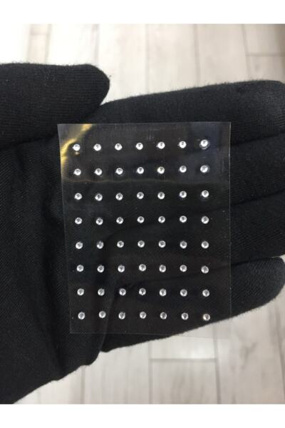 Çınar Aksesuar Kadın Gümüş Renk Yapışkanlı Tek Taş Hızma - 48 Adet - (KÜÇÜK MODEL)