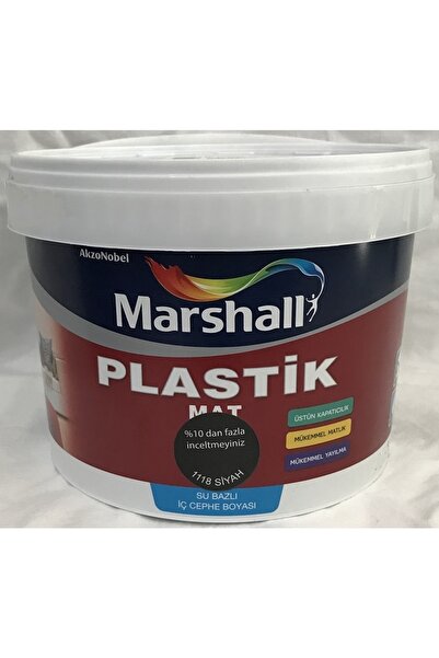 Marshall Plastik Mat Su Bazlı Duvar Boyası 2.5 Lt/3,5 Kg - Silinebilir -kolay Uygulama Siyah (1118)