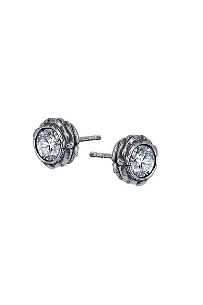 northstarshop Vintage Boutique Motifed Zircon Stone Stud 316l Type Men's Steel Earrings (pair)