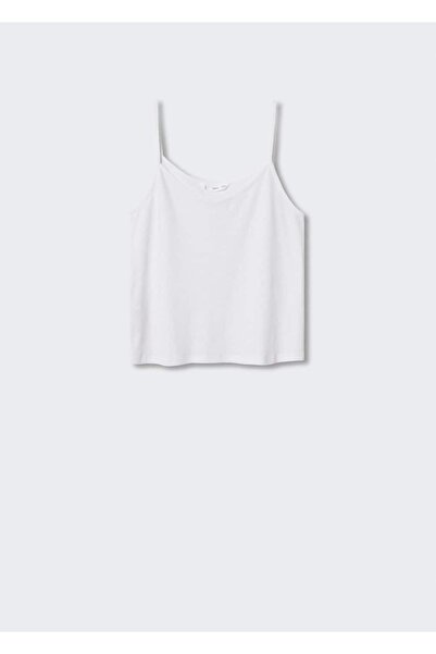 MANGO Woman Μπλουζάκι από βαμβάκι-λινό