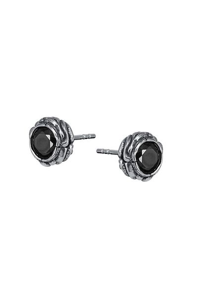 northstarshop Vintage Boutique Motifed Zircon Stone Stud 316l Type Men's Steel Earrings (pair)