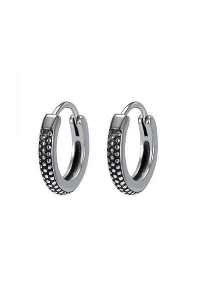 northstarshop Dotted Modern Design Ring Snap Men's 316l Steel Earrings (pair)