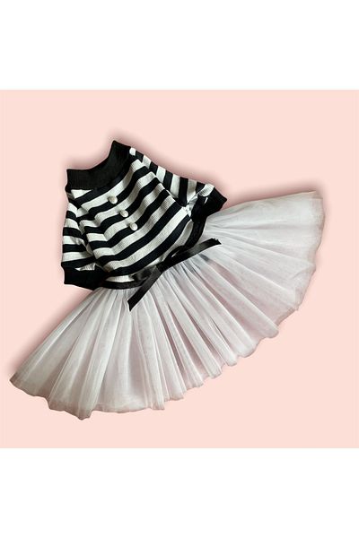 Barneystore Cat Dog Striped Tutu Dress