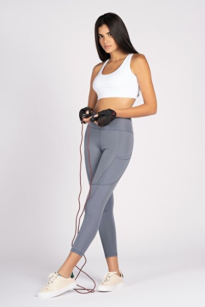 Lioness Activewear Gray High Waist Women's Tights with Side Pockets