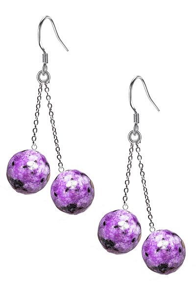Tesbih Atölyesi Certified Natural Ceorite Stone Silver Earrings