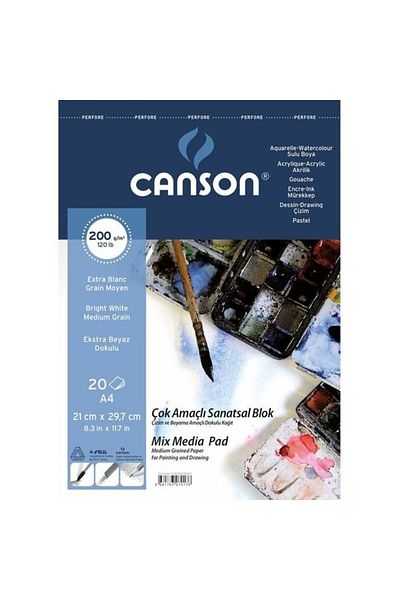 Canson Blocuri de imagini Fineface multifuncționale 200gr A4 20yp Spiralat de sus