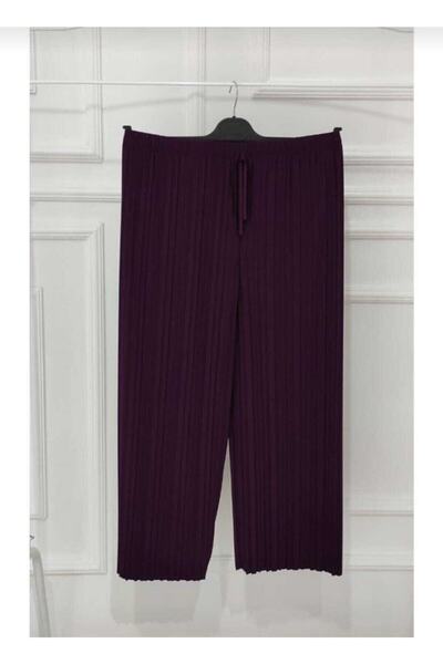 NOBLE STORE Kadın Anne Beli Lastikli Geniş Paça Likralı Pileli Buzi Rahat Pan...