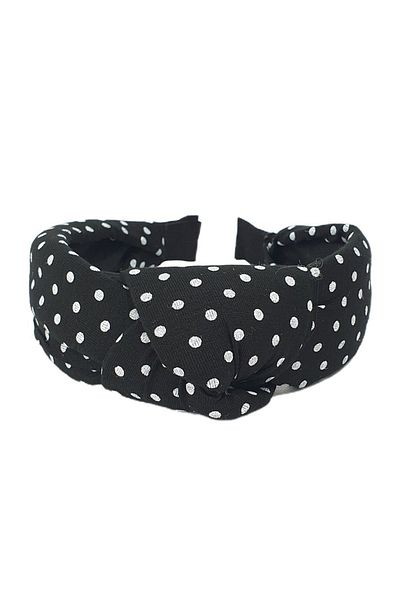 Proff Black Polka Dot Knotted Combed Cotton Crown Prof