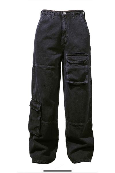 Gofeel Y2k Recycled Black Cargo Pocket Black Cargo Pocket Unisex Pants