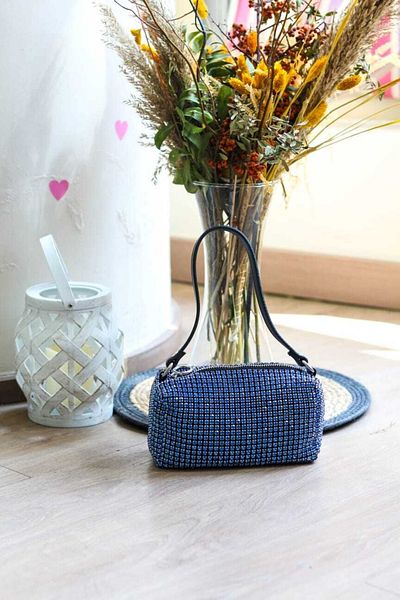 Moom Bag Geantă de umăr pentru rochie de seară Blue Stone pentru femei
