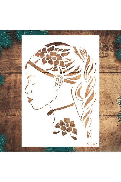 STENCİLTASARIM Stencil Design Sl046 Black Girl Pattern - Decorative Wall, Tile and Goods Painting Templates 21x30cm