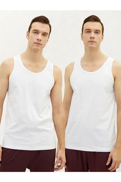 LC Waikiki Lcw Dream U-Neck Basic Cotton Men's Tank Top Set of 2