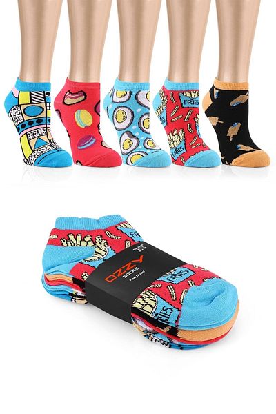 Ozzy Socks 5 чифта дамски чорапи до глезена със забавни шарки, Ozzyp002