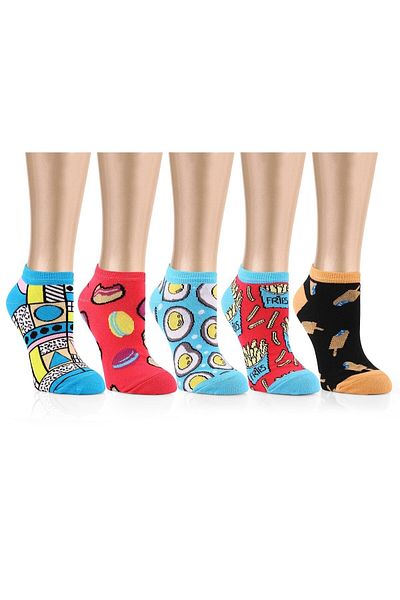 Ozzy Socks 5 чифта дамски чорапи до глезена със забавни шарки, Ozzyp002