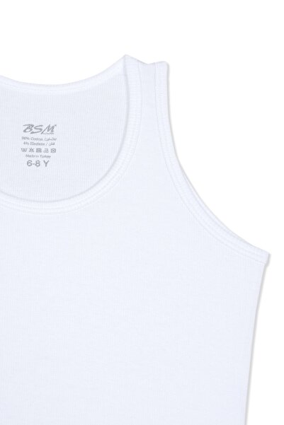 BSM 5-Piece Boy's White Cotton Camisole Tank Top
