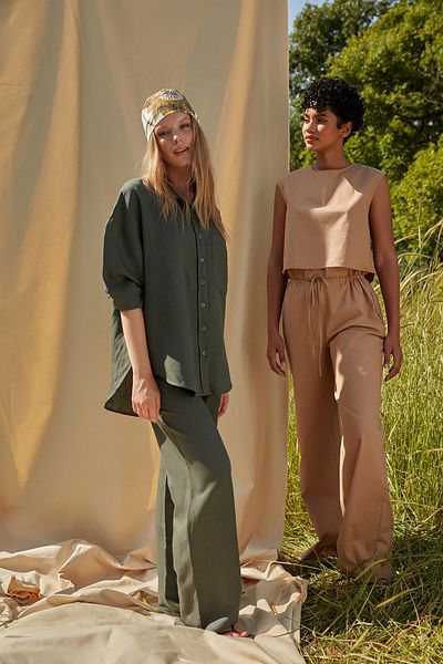 Trendyol Collection Camel Wide Leg Woven Kalhoty TWOSS22PL00082