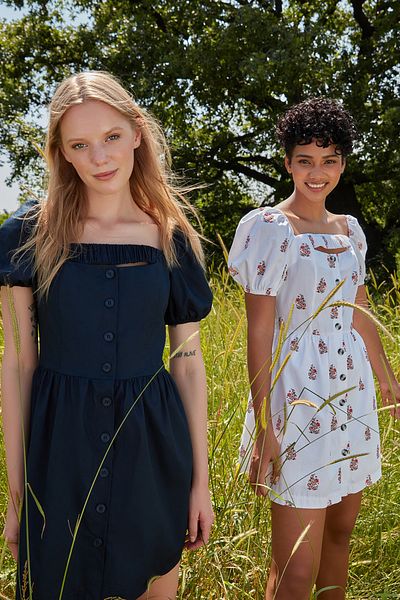 Trendyol Collection Sötétkék galléros részletes szövött ruha TWOSS22EL00753