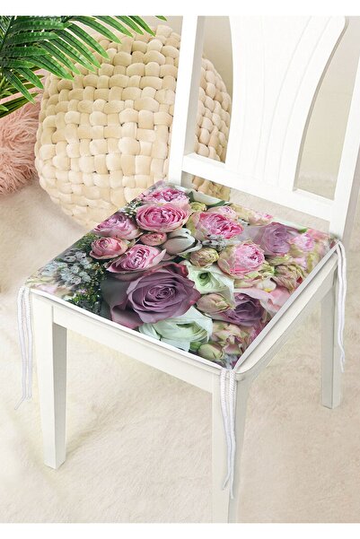 Nish & Royal Pink Roses Digital Printed Decorative Zippered Chair Cushion
