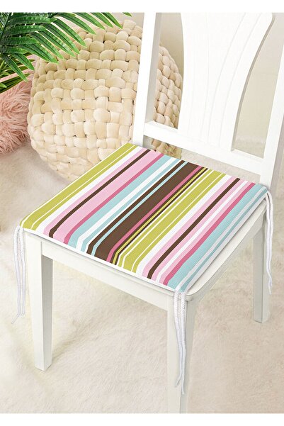 Nish & Royal Colorful Striped Digital Printed Modern Zippered Chair Cushion