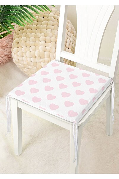 Nish & Royal Heart Pattern Digital Printed Zippered Chair Cushion