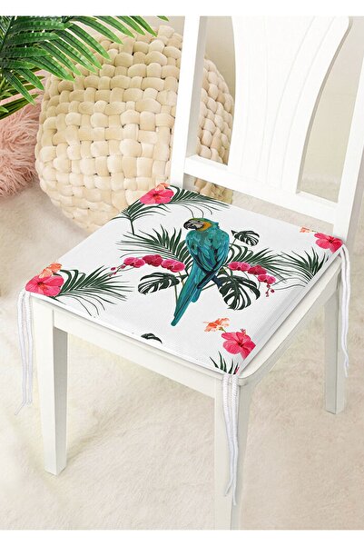 Nish & Royal Blue Parrot Digital Printed Zippered Chair Cushion