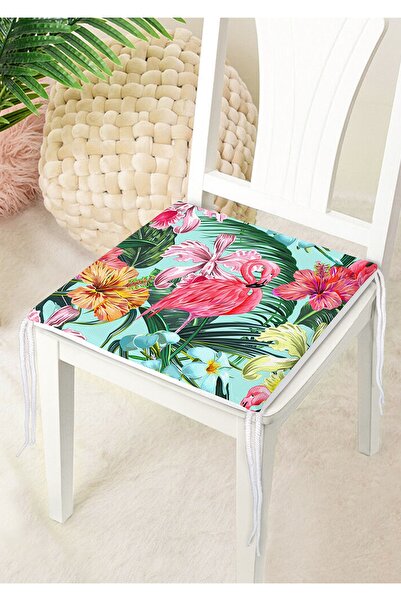 Nish & Royal Smiling Flamingo Motif Digital Printed Zippered Chair Cushion