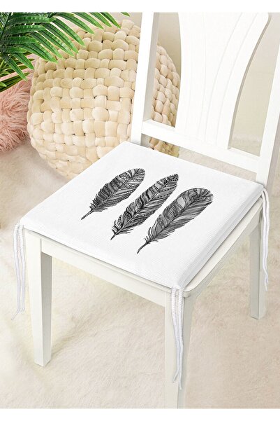 Nish & Royal Digital Printed Modern Zippered Chair Cushion with Charcoal Feat...