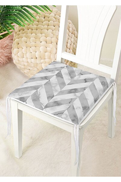 Nish & Royal Geometric Patterned Modern Zippered Chair Cushion with Marble Floor