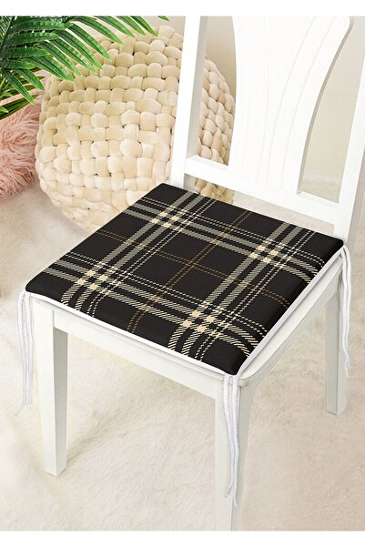 Nish & Royal Black Background Plaid Patterned Digital Printed Decorative Zipp...