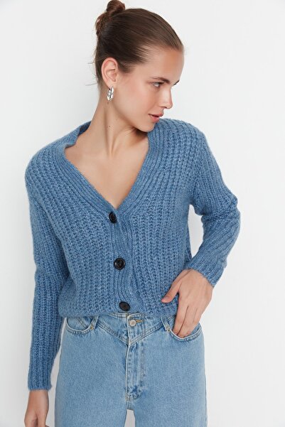 Trendyol Collection Μπλε Ζακέτα με απαλή υφή Basic TWOAW20HI0214