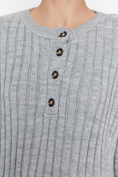 Trendyol Collection Szürke zsinóros nadrág kötött felső és alsó készlet TWOAW22AU0039