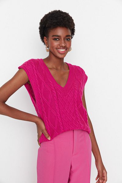Trendyol Collection Strickweste - Rosa - Regular Fit