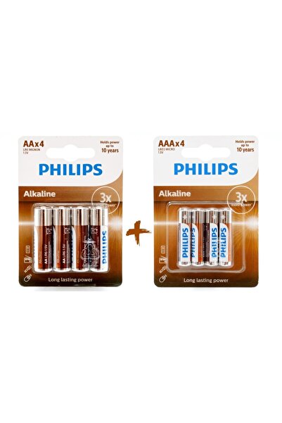 Philips Alkalin 8 Li Özel Pil Paketi (4aa+4aaa)