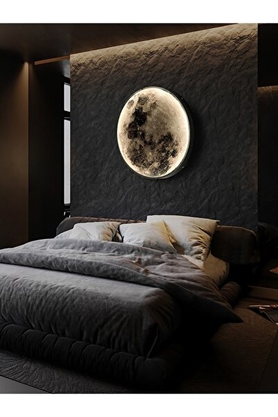 Gökyüzü Panel Moon Led Aplik 30cm Çap Led 25watt Led Duvar Aplikleri Yatak Odası Aplik Yatak Başı Aplik Genç