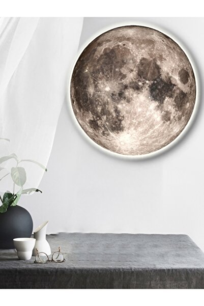 Gökyüzü Panel Moon Art, Modern Aplik, 30cm Çap,led 25watt, Led Duvar Aplikleri, Yatak Odası Aplik,yatak Başı Aplik