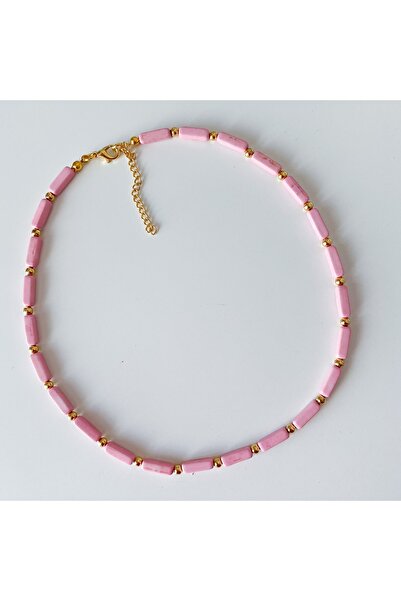 CHARMLUCKY Turkuaz Taşı Kolye -pembe