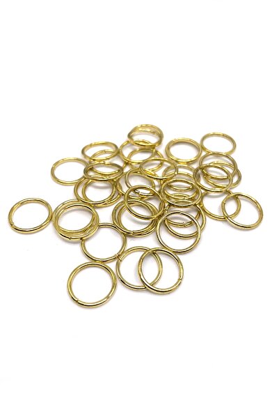 Tahtakaledeyim 50 قطعة قطر 1 سم جهاز ربط حلقة المفاتيح لون ذهبي