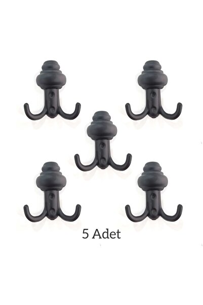 ARON (5 Adet) Sarıklı Askı Mat Siyah Vestiyer Fortmanto Elbise Havlu Kapı Ark...